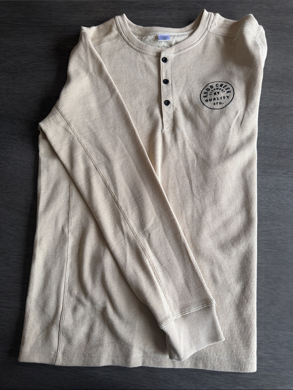 Knob Creek branded Light Beige Waffle Henley